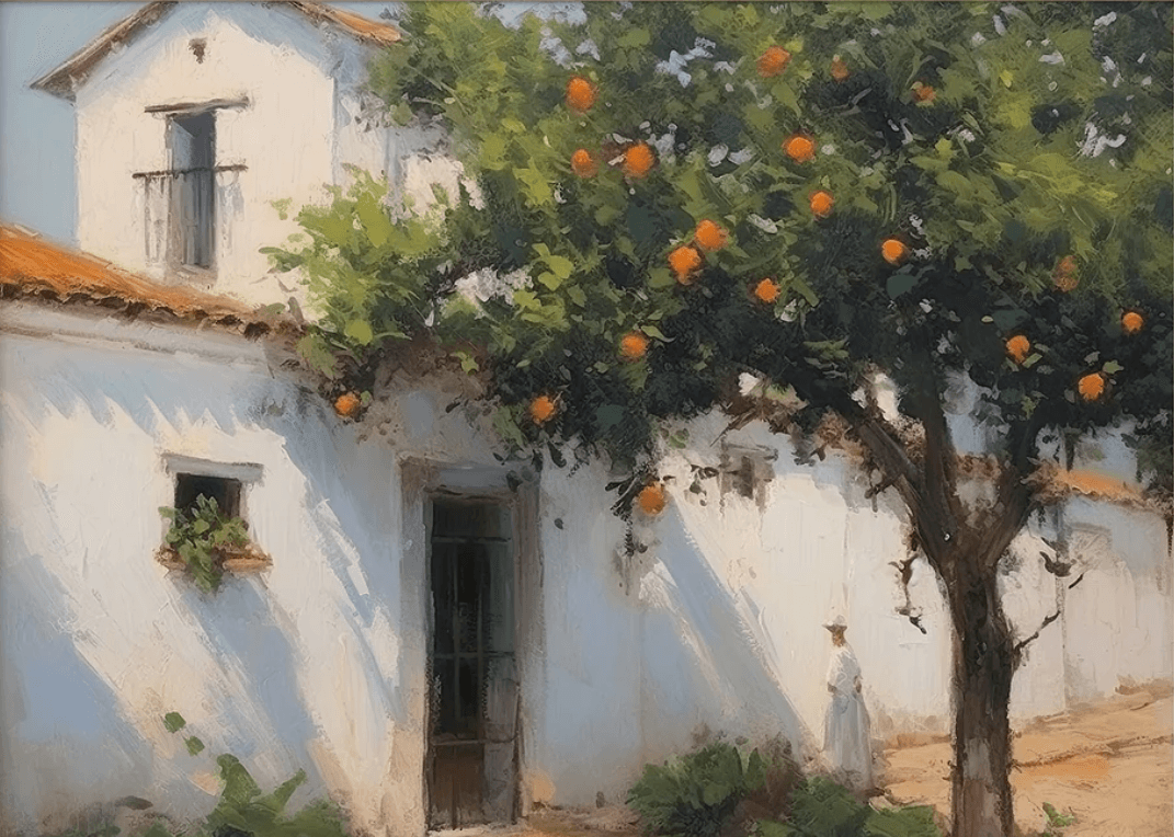 Vintage Spanish house painting 