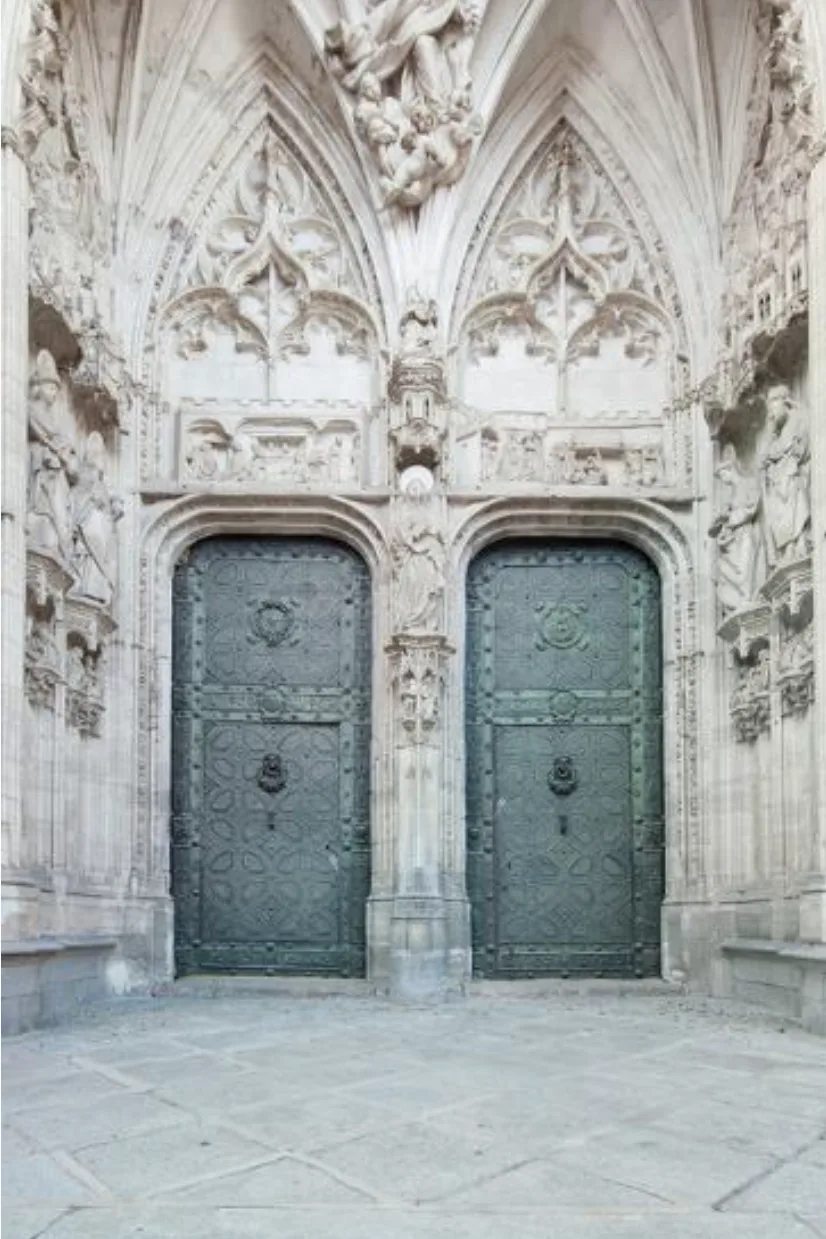 Cathedral with blue arched doors