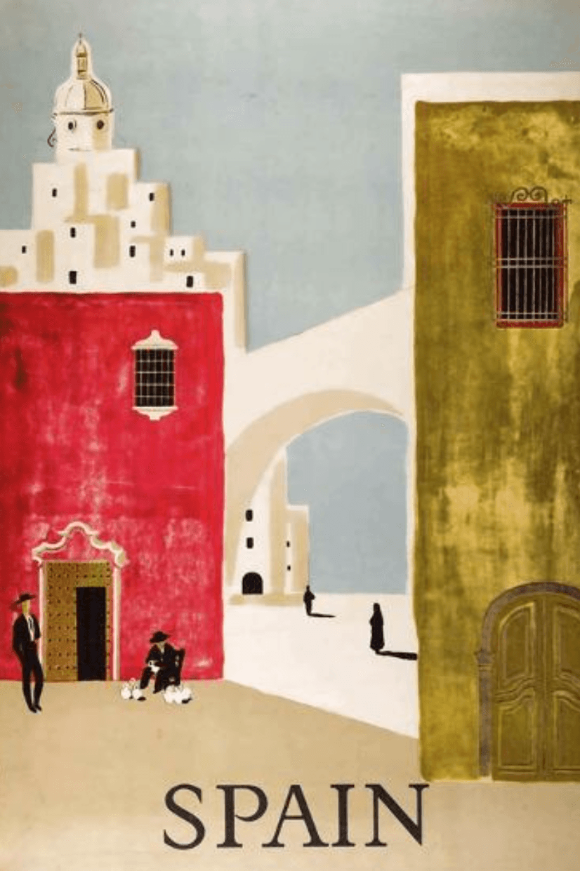 Vintage travel artwork of Spain 