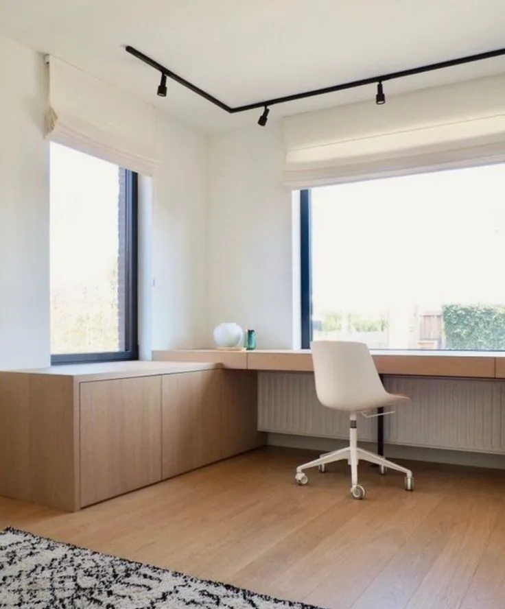 Nordic-style minimalist home office with simple uncluttered workspace