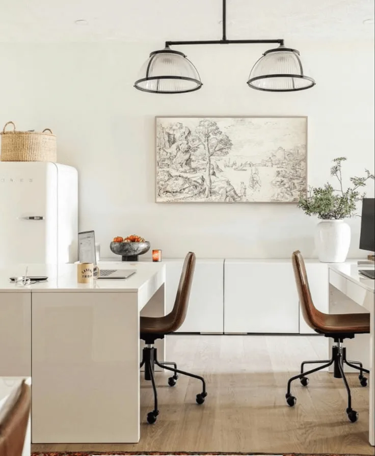 home office design with two desks and shared space