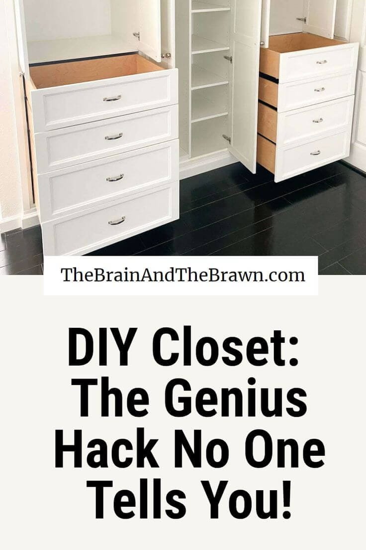 an image of a white built in closet with hardwood floors, drawers open