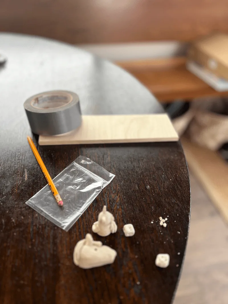 a table with random clutter on it