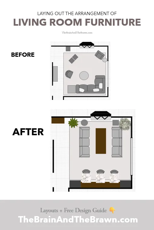 a graphic showing how to lay out the arrangement of living room furniture