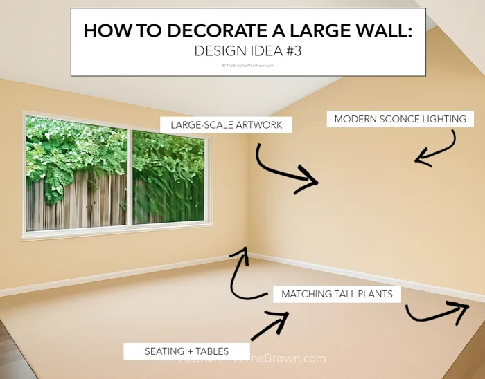 a photo showing a blank empty wall showing large blank wall ideas for decor along with an angled ceiling
