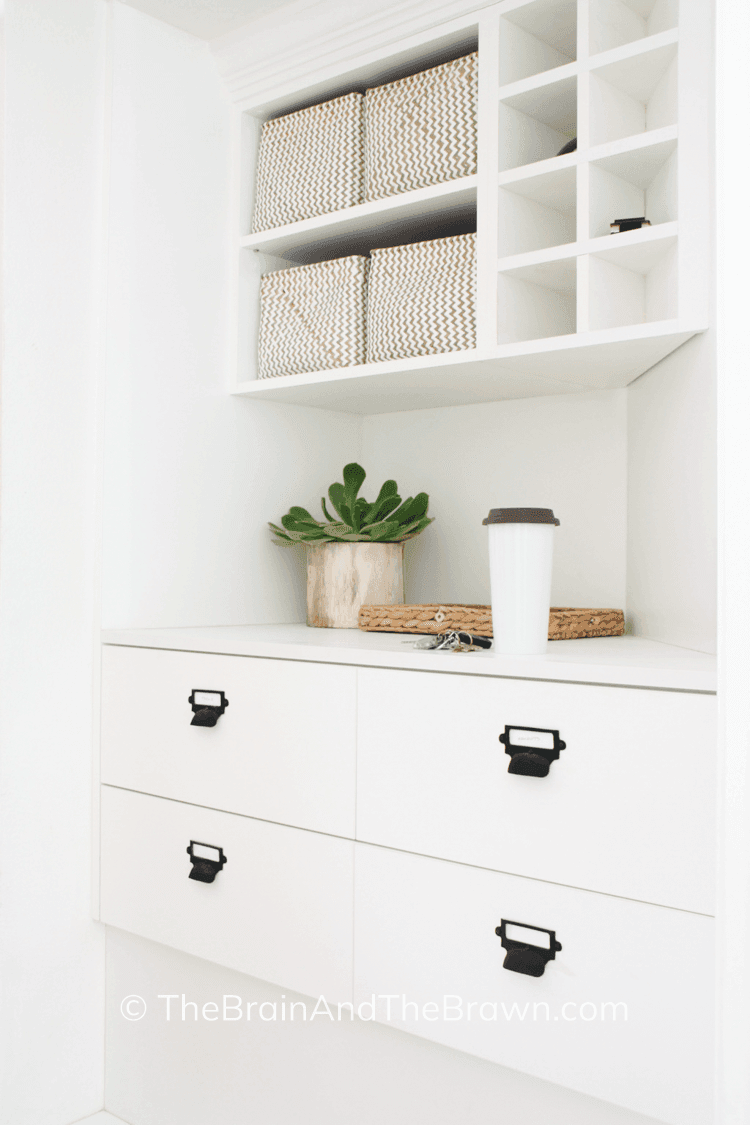 storage in laundry room with drop zone countertop