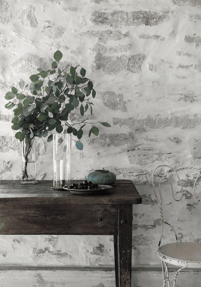 a German schmear stone wall mortar